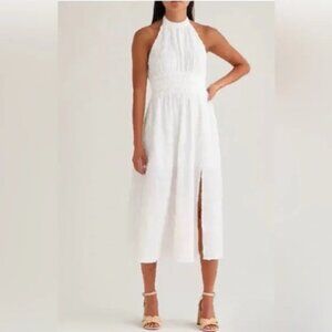 Floret Studios Halter Midi Dress Womens Medium Textured Lined